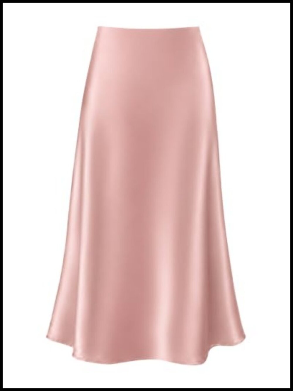 High Waisted A-Line Satin Midi Skirt